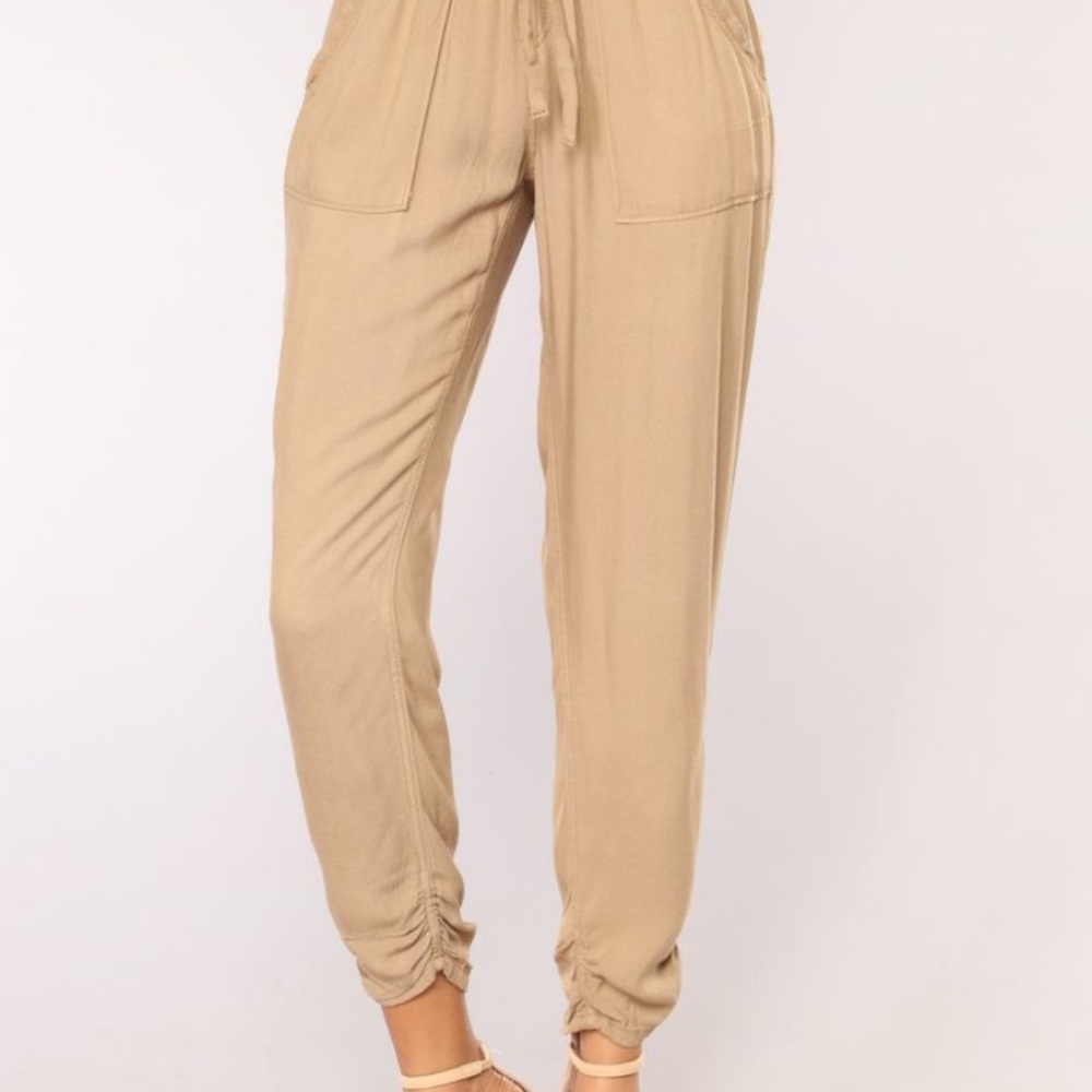 Lindsey linen joggers taupe